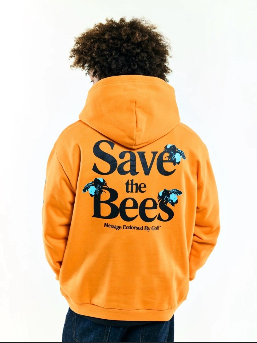 Golf Wang Orange "Save the Bees" Hoodie with Blue Bee Graphics Tyler the Creator